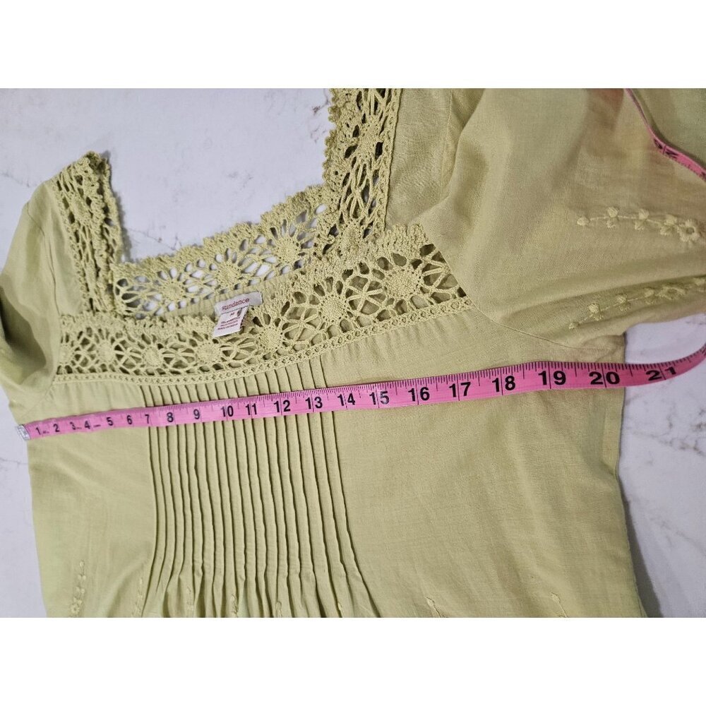 Sundance Crochet Embroidery Tunic Top Medium Green Boho Feminine Romantic - Picture 10 of 10
